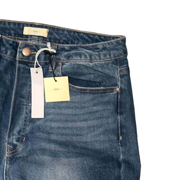 NWT tgla Womens Plus Size 2X Blue Jeans Button Fly Straight Leg Ankle High Rise - Picture 4 of 16